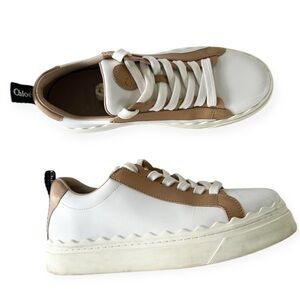 Chloe White and Tan Sneakers